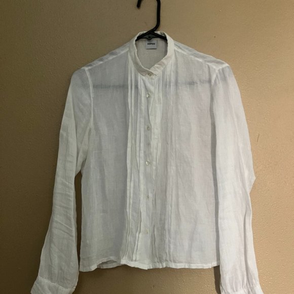 ASPESI women's white 100% linen button down long sleeve shirt.  Size 40 EU. - Picture 1 of 5